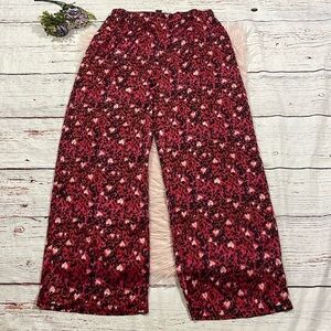 Savage X Fenty Satin Pants Red Animal Romance Pocket Unisex Men L Women XL